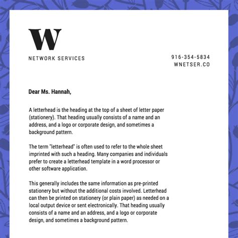 creating a letterhead.